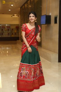 actress Sreeleela cute in a red half saree