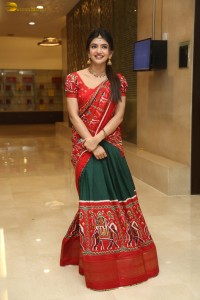 actress Sreeleela cute in a red half saree