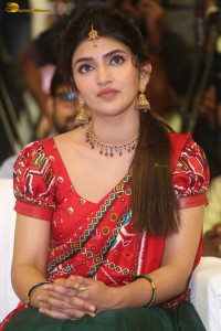 actress Sreeleela cute in a red half saree
