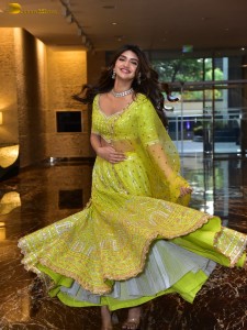 actress Sreeleela sexy photoshoot in a green lehenga choli