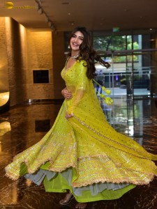 actress Sreeleela sexy photoshoot in a green lehenga choli