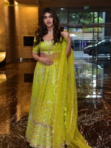 actress Sreeleela sexy photoshoot in a green lehenga choli