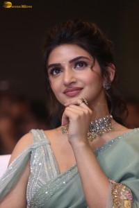 actress sreeleela ravishing in a green saree