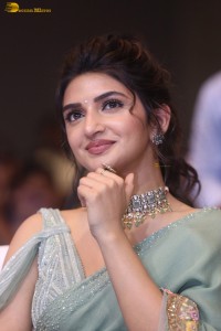 actress sreeleela ravishing in a green saree