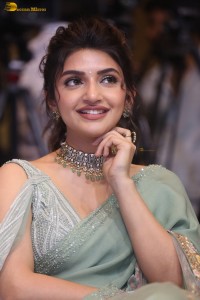 actress sreeleela ravishing in a green saree