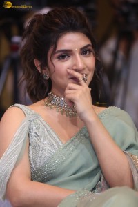 actress sreeleela ravishing in a green saree