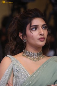 actress sreeleela ravishing in a green saree