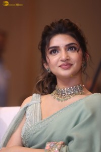 actress sreeleela ravishing in a green saree