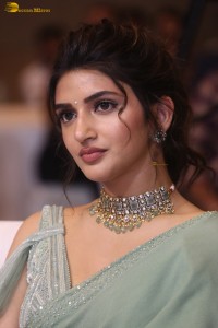 actress sreeleela ravishing in a green saree