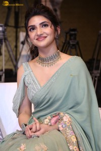 actress sreeleela ravishing in a green saree