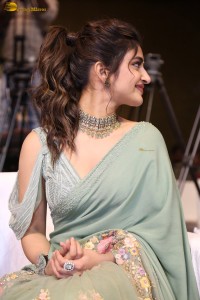 actress sreeleela ravishing in a green saree