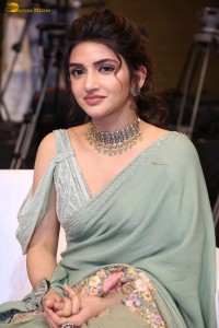 actress sreeleela ravishing in a green saree