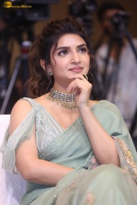 actress sreeleela ravishing in a green saree