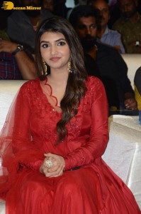 Pelli Sandadi fame Sreeleela in a red dress attending a movie function