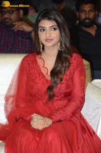 Pelli Sandadi fame Sreeleela in a red dress attending a movie function