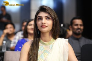 Tollywood actress sreeleela at a movie function dressed in white