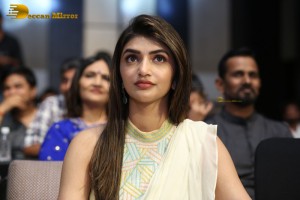 Tollywood actress sreeleela at a movie function dressed in white