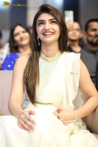 Tollywood actress sreeleela at a movie function dressed in white