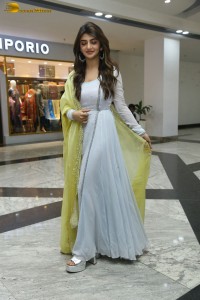 Telugu actress sreeleela in a white salwar dress greeting fans