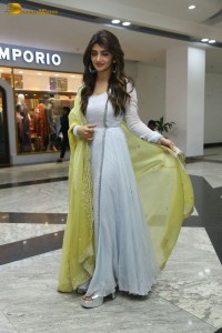 Telugu actress sreeleela in a white salwar dress greeting fans