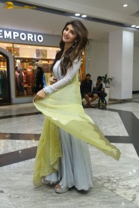 Telugu actress sreeleela in a white salwar dress greeting fans