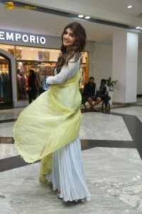Telugu actress sreeleela in a white salwar dress greeting fans