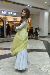 Telugu actress sreeleela in a white salwar dress greeting fans
