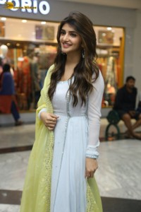 Telugu actress sreeleela in a white salwar dress greeting fans