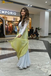 Telugu actress sreeleela in a white salwar dress greeting fans