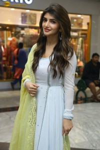 Telugu actress sreeleela in a white salwar dress greeting fans