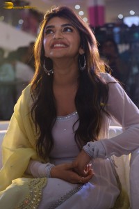 Telugu actress sreeleela in a white salwar dress greeting fans