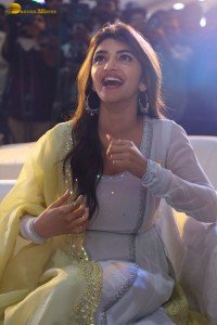 Telugu actress sreeleela in a white salwar dress greeting fans