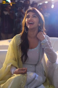 Telugu actress sreeleela in a white salwar dress greeting fans