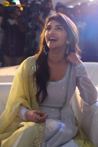 Telugu actress sreeleela in a white salwar dress greeting fans