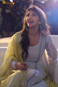 Telugu actress sreeleela in a white salwar dress greeting fans