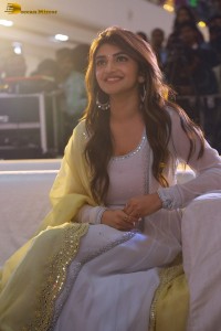 Telugu actress sreeleela in a white salwar dress greeting fans