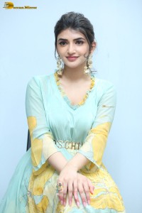 Telugu actress sreeleela in a green salwar