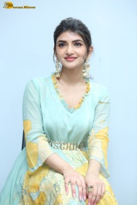 Telugu actress sreeleela in a green salwar