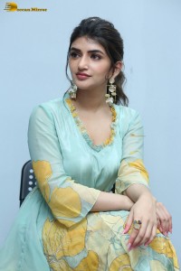 Telugu actress sreeleela in a green salwar