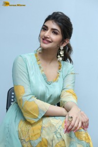 Telugu actress sreeleela in a green salwar
