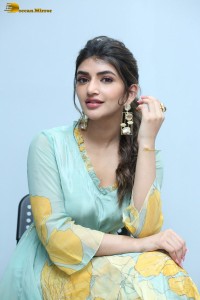 Telugu actress sreeleela in a green salwar