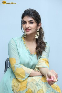Telugu actress sreeleela in a green salwar