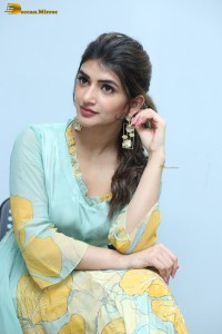 Telugu actress sreeleela in a green salwar