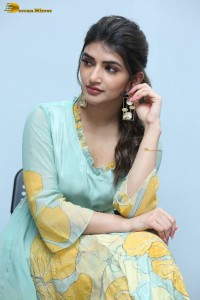 Telugu actress sreeleela in a green salwar