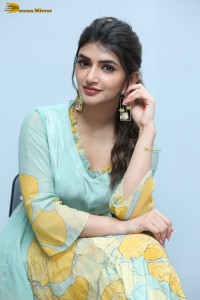 Telugu actress sreeleela in a green salwar