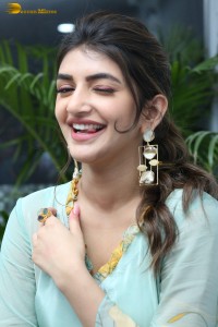 Telugu actress sreeleela in a green salwar