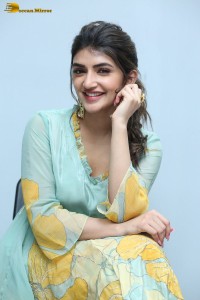 Telugu actress sreeleela in a green salwar