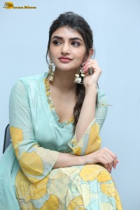 Telugu actress sreeleela in a green salwar