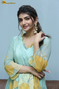 Telugu actress sreeleela in a green salwar