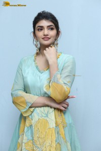 Telugu actress sreeleela in a green salwar